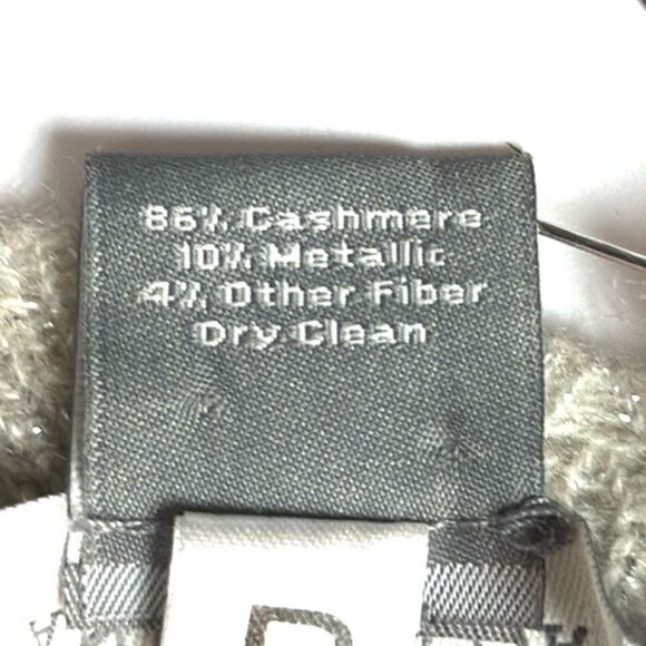 Ann Taylor Cashmere Lace Sweater Gray Silver Sparkly Scalloped Scoop Neck sz Mp - Picture 12 of 13